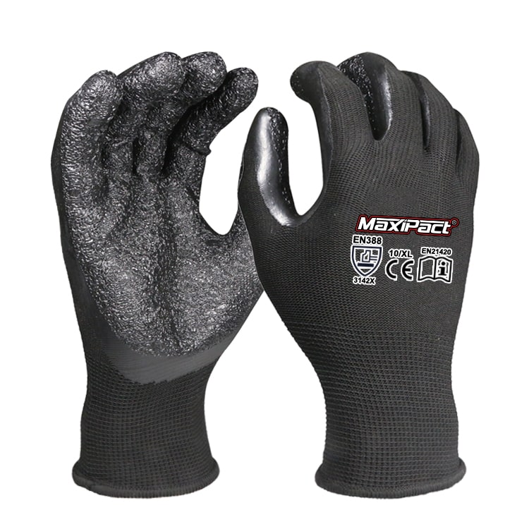 Black Nylon Latex Palm Coated Gloves | Maxglove.com
