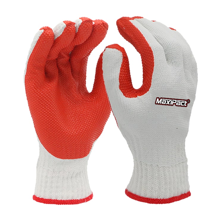 String Knits Red Rubber Cotton Gloves | Maxglove.com