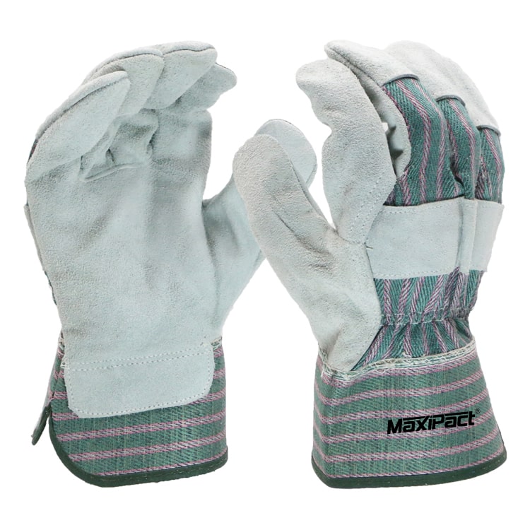 stripe work leather gloves