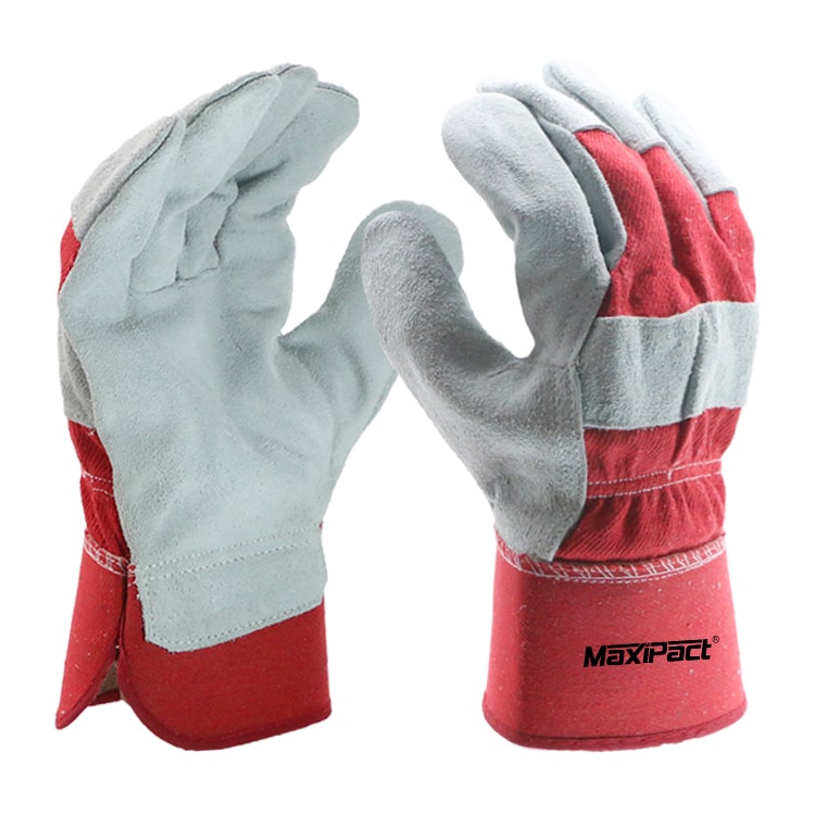 Red Leather Palm Work Gloves Safety Cuff | Maxglove.com