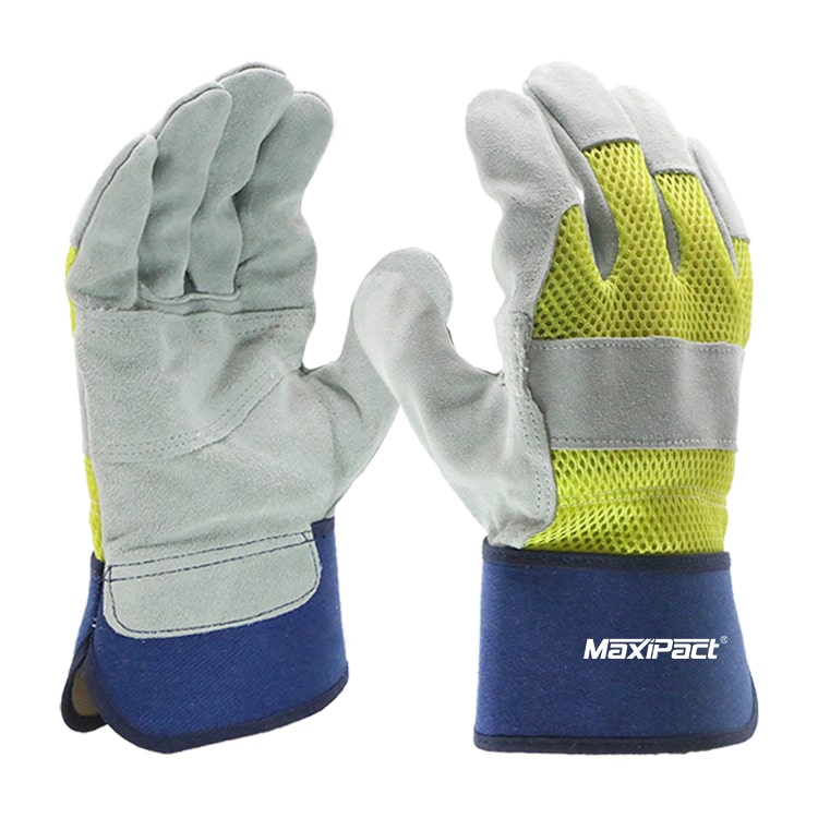 Breathable leather safety gloves