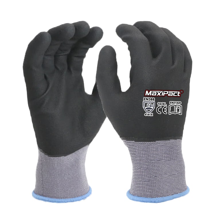 Black Nitrile Dull Polish Palm Coated Work Gloves | MaxGlove.com