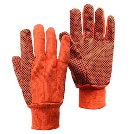Orange Polka dots canvas gloves
