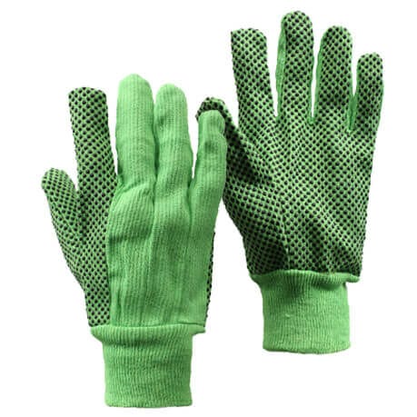 Green PVC dotted gardening gloves