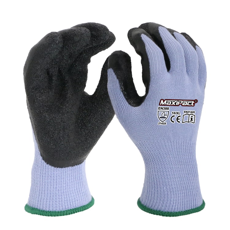 Non-slip latex coated work glove