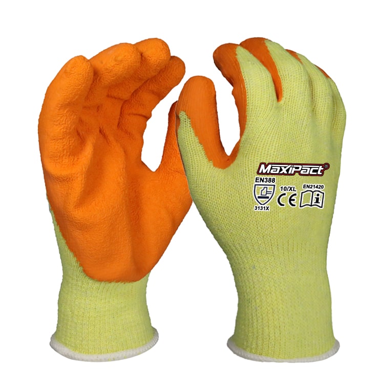 Anti puncture latex work glove color can customized. Standard grade latex is safe and wear-resistant. CE certification and Free sample.