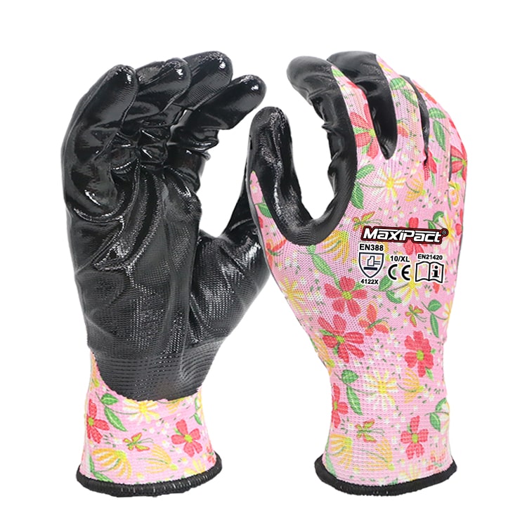 Nitrile Pattern Garden Glove Black