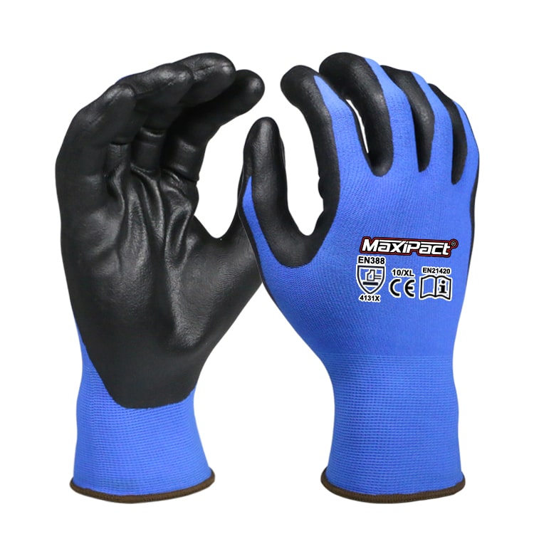 Oil Proof Safety Glove Black/Blue Palm Dip Construction/Carrying