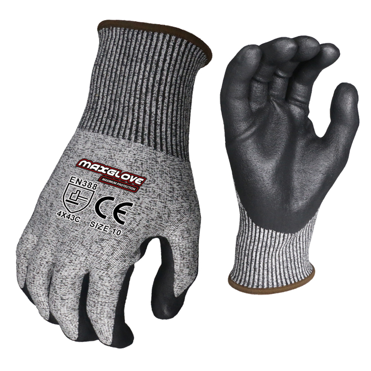 foam nitrile cut proof safety glove for manufacturing