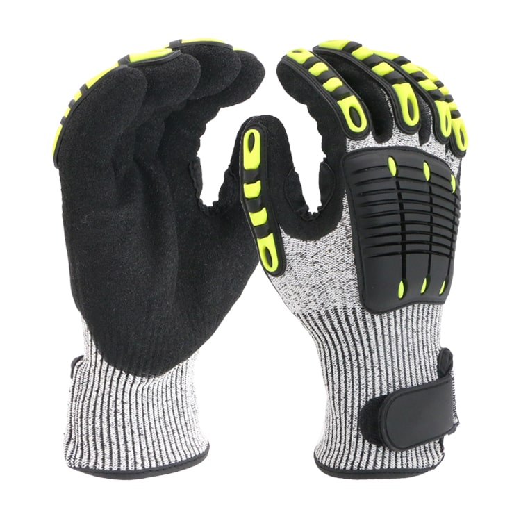 Anti-impact Cut Resistant Sandy Nitrile Gloves Padded Palm