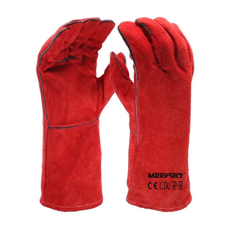Red Cow Split Welding Gloves Long Sleeves | MAX GLOVE