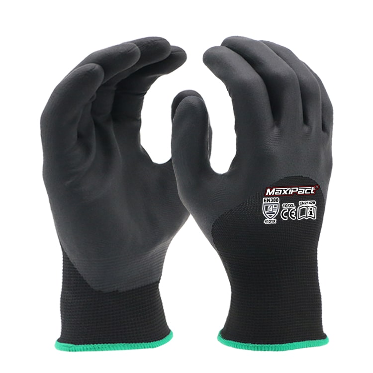 3/4 Coating Nitrile Gloves Black | MAX GLOVE