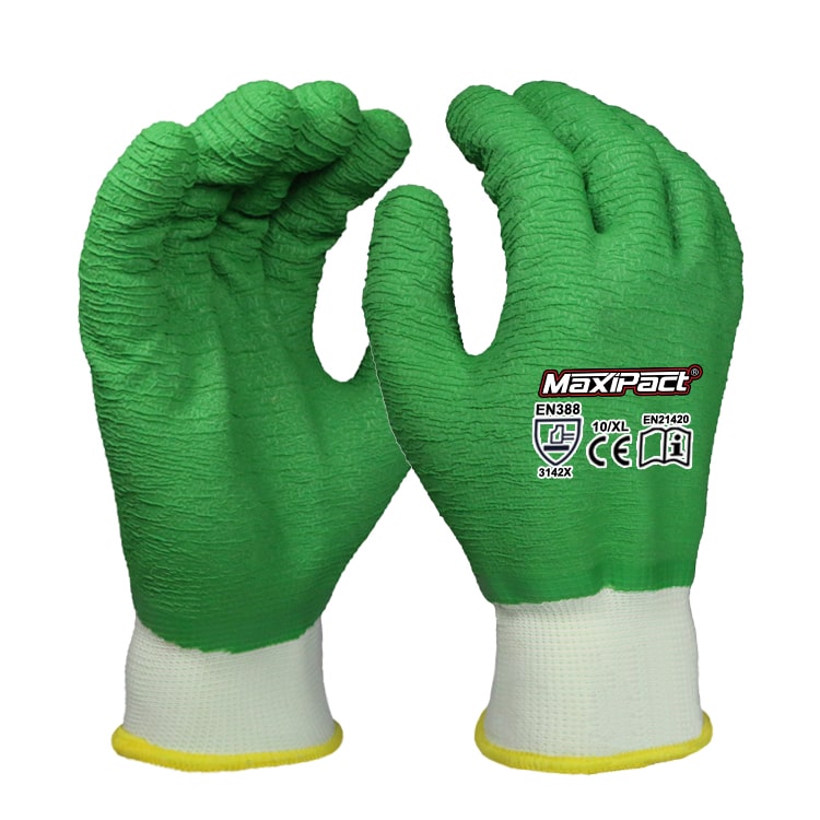Green Excellent Latex Grip Work Gloves | MAX GLOVE